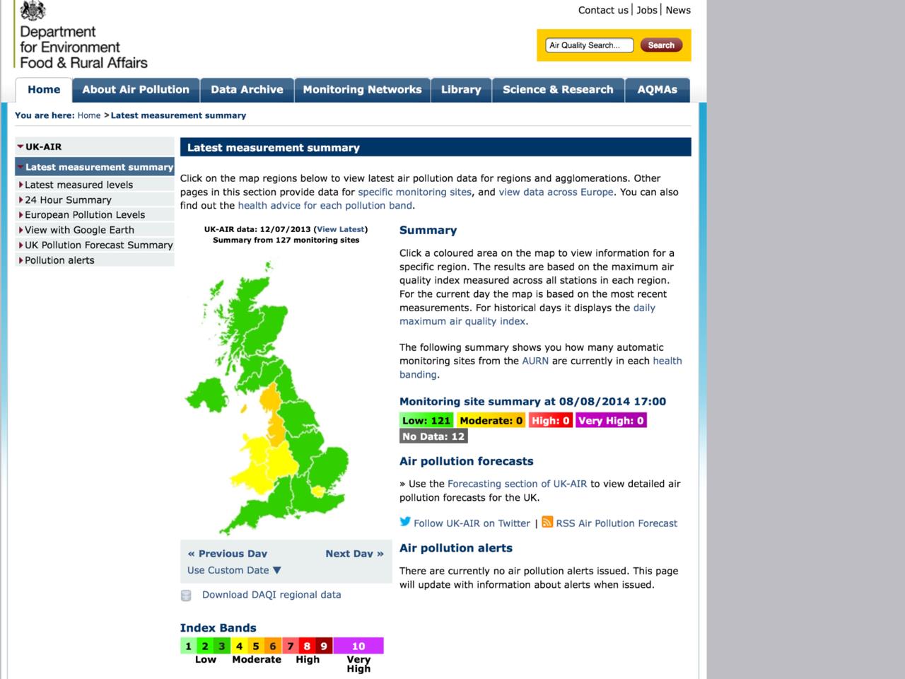 Exhibit 13 Defra air pollution summary 120713 archived_Retrieved 080814
