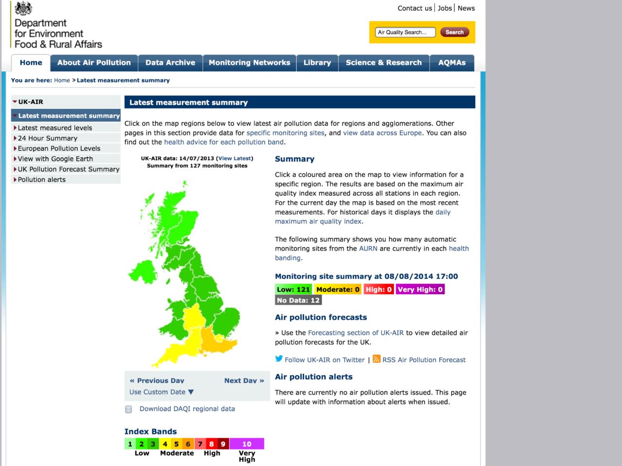 Exhibit 15 Defra air pollution summary 140713 archived_Retrieved 080814