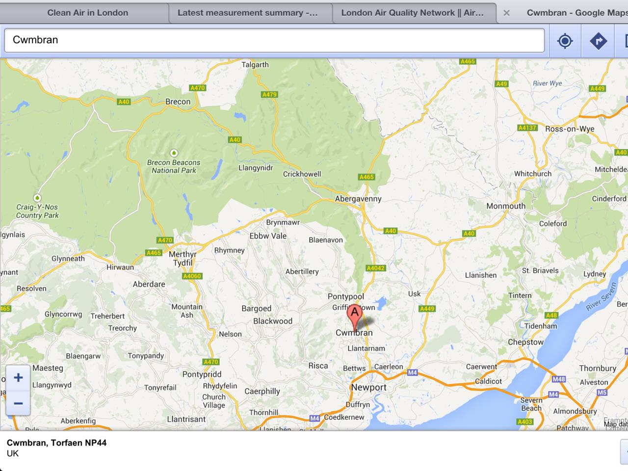 Exhibit 7 Google map showing Cwmbran
