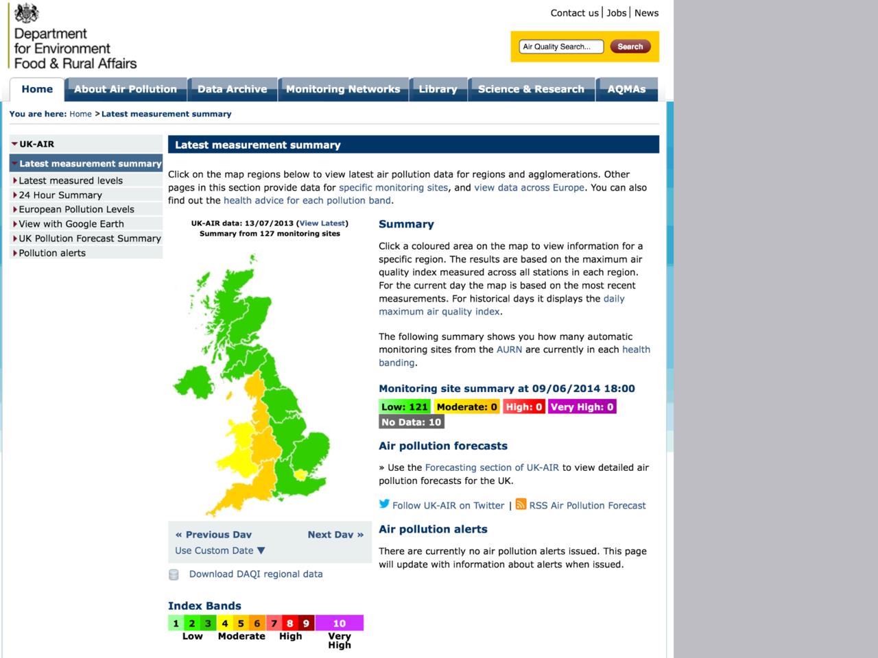 Exhibit 9 Defra air pollution summary 130713 archived_Retrieved 090614